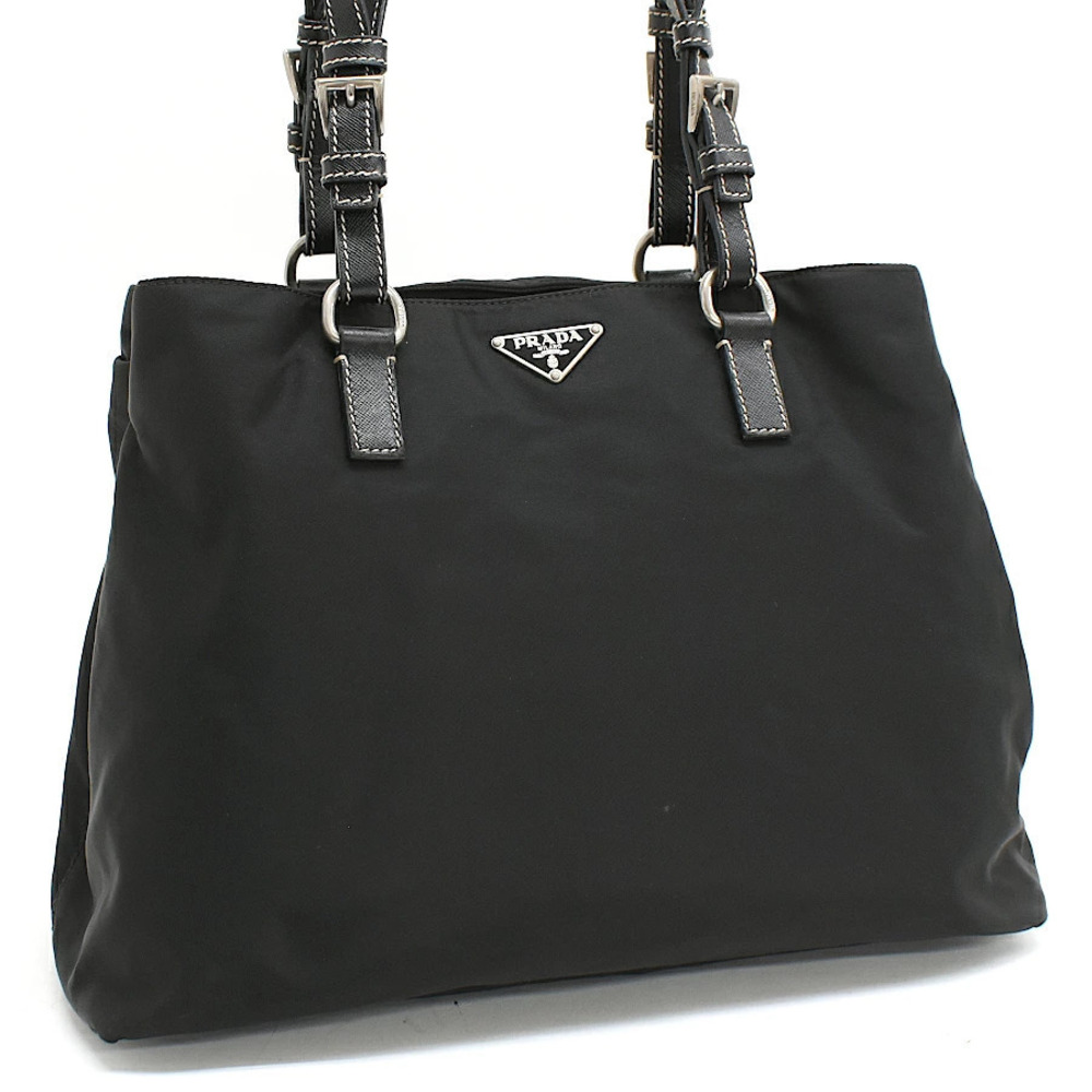 Prada Shoulder Handbag Black Triangle Plate